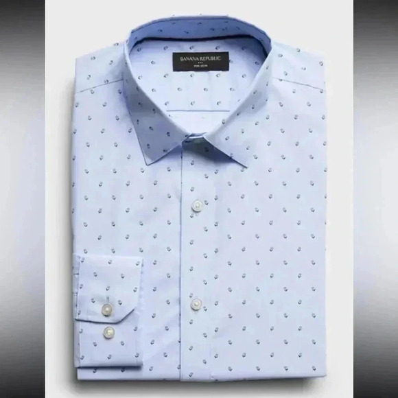 Banana republic Non-iron standard fit light blue flower button down shirt med - Picture 1 of 8